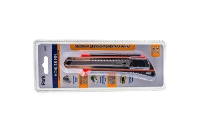 Купить Нож строительный Park 18CUT27 лезвие 18 мм с металлической направляющей 355027  в .