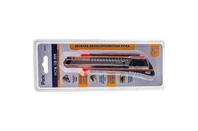 Купить Нож строительный Park 18CUT27 лезвие 18 мм с металлической направляющей 355027  в .